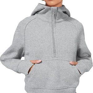 Fleece Lined 1/2 Zipper Sweatshirt Long Sleeve Crop Top